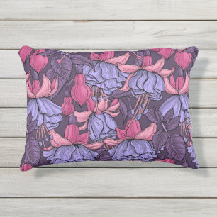 Fuchsia in pink and violet outdoor pillow