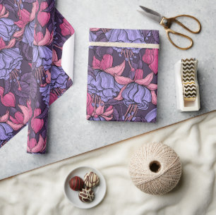 Fuchsia in pink and violet wrapping paper