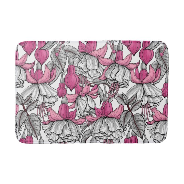 Fuchsia in white and pink bath mat (Front)