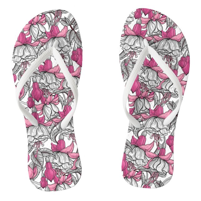 Fuchsia in white and pink flip flops (Footbed)
