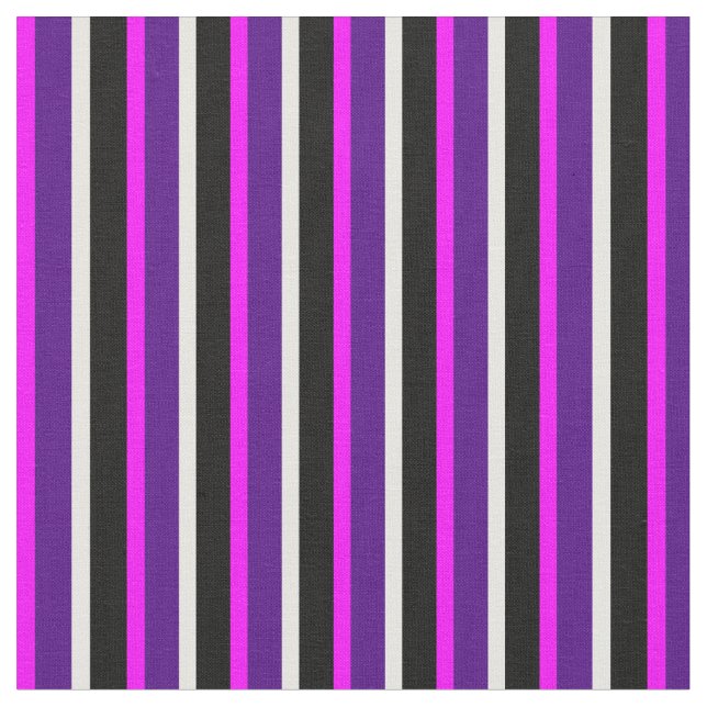 Fuchsia, Indigo, Mint Cream, and Black Pattern Fabric (Close Up)