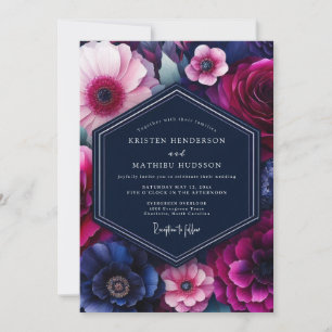 Fuchsia Jewel-Tone Bloom Wedding Invitation