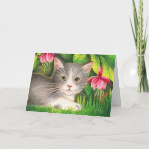 Fuchsia Kitten - Cute Cat Greeting Card