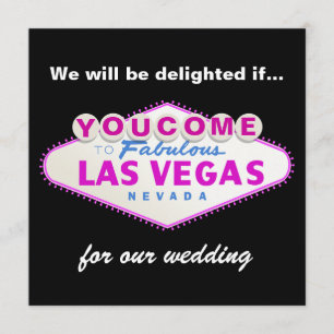 Fuchsia Las Vegas sign modern wedding invitation