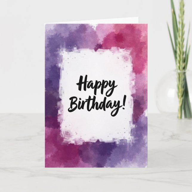 Fuchsia Lavender Birthday Card (Front)