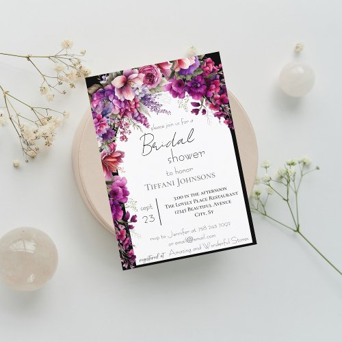 Fuchsia Lavender Floral Arch Bridal Brunch Invitation