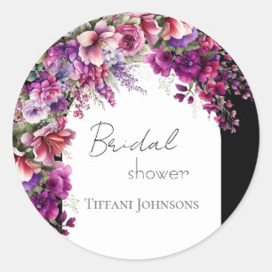 Fuchsia Lavender Floral Arch Bridal Shower Classic Round Sticker