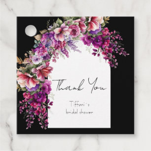 Fuchsia Lavender Floral Arch Bridal Shower Favor Tags
