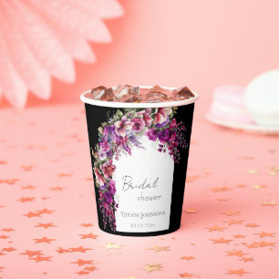 Fuchsia Lavender Floral Arch Bridal Shower  Paper Cups