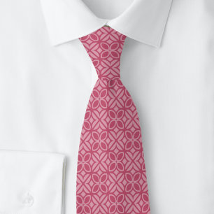 Fuchsia Leaves & Lines Neck Tie