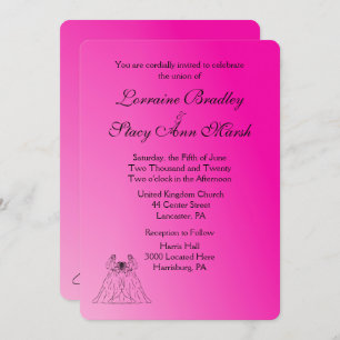 Fuchsia Lesbian Wedding Invitation