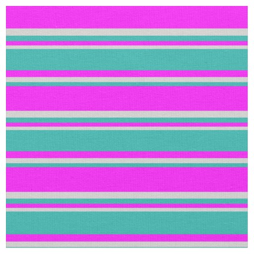 Fuchsia, Light Sea Green, and Light Grey Stripes Fabric