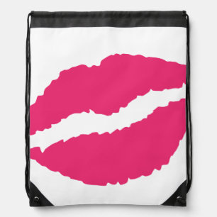 Fuchsia Lips Drawstring Backpack