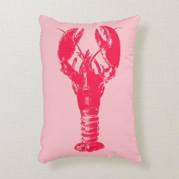 Fuchsia Lobster On Light Pink Accent Pillow by Floridity at Zazzle