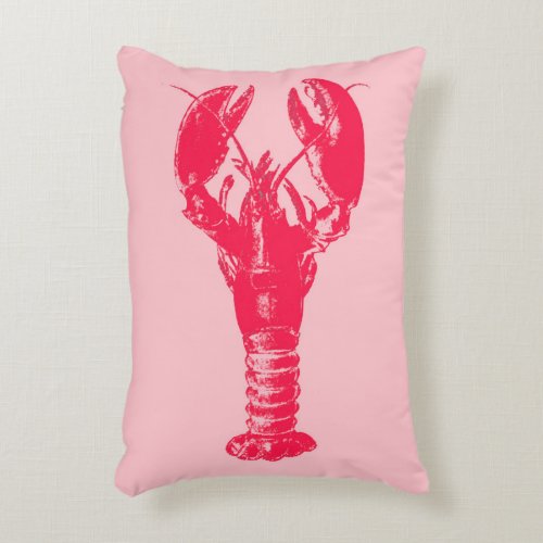 Fuchsia Lobster on Light Pink Accent Pillow