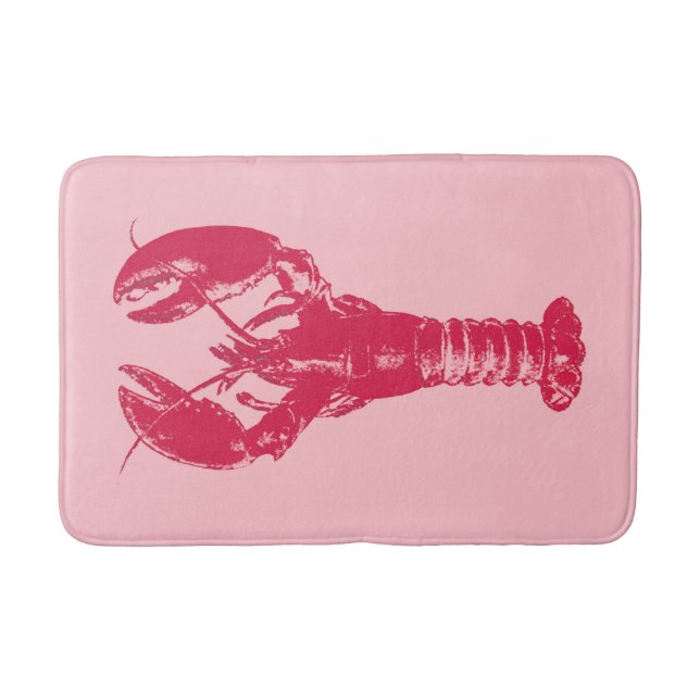 Fuchsia Lobster on Light Pink Bath Mat (Front)