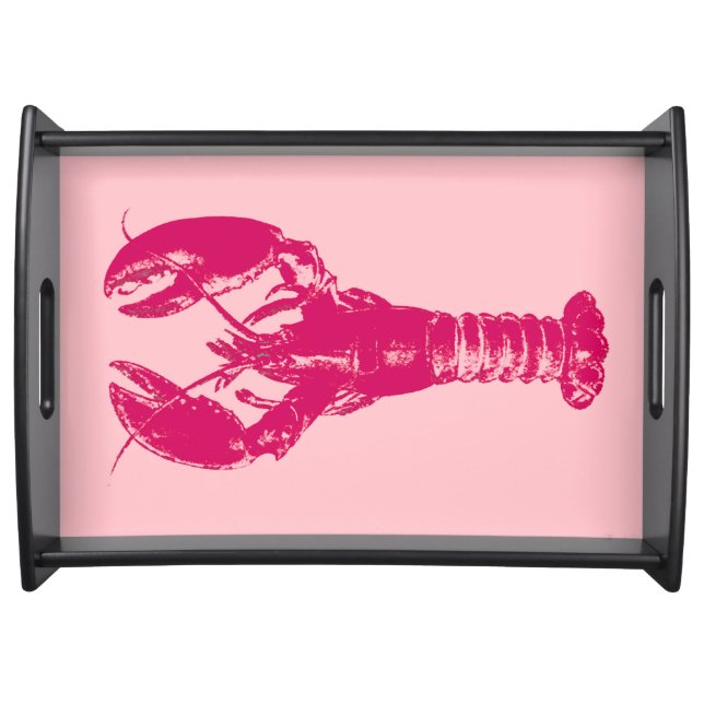 Fuchsia Lobster on Light Pink Serving Tray (Front)