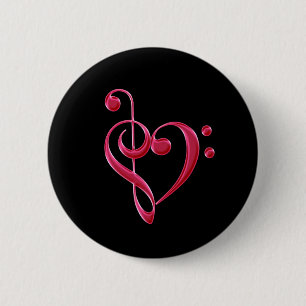 Fuchsia Love Musical Notes Pinback Button