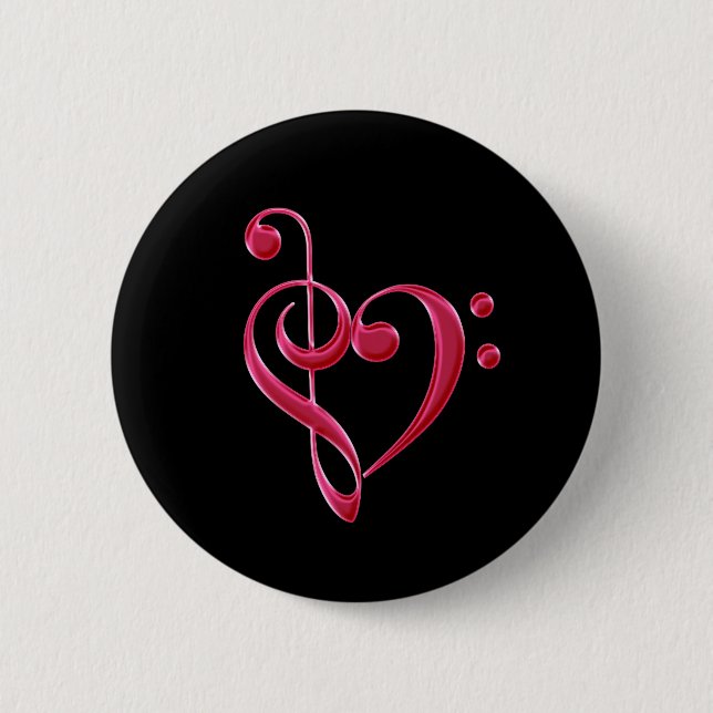 Fuchsia Love Musical Notes Pinback Button (Front)