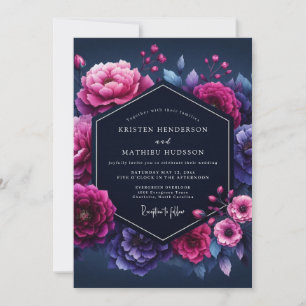 Fuchsia Luminous Nocturne Wedding Invitation