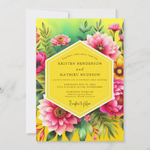 Fuchsia Lush Tropical Wedding Invitation