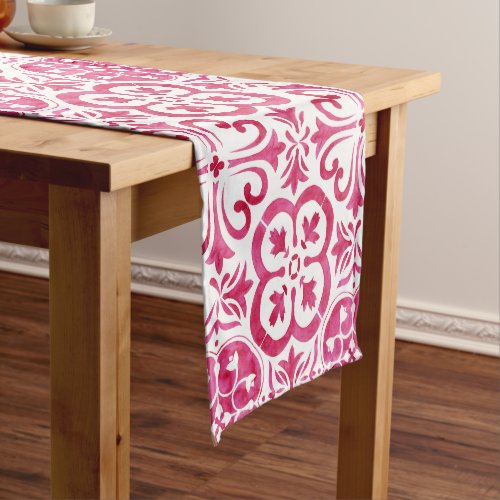 Fuchsia Majolica magenta tiles  Mediterranean  Short Table Runner