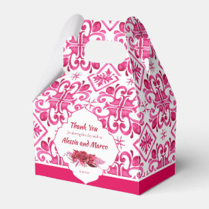 Fuchsia Majolica magenta tiles personalized  Favor Boxes
