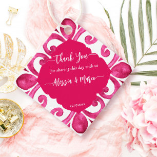 Fuchsia Majolica magenta tiles personalized Favor Tags