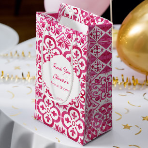 Fuchsia Majolica magenta tiles personalized Small Gift Bag