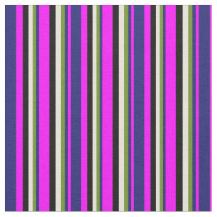Fuchsia, Midnight Blue, Green, Beige, and Black Fabric