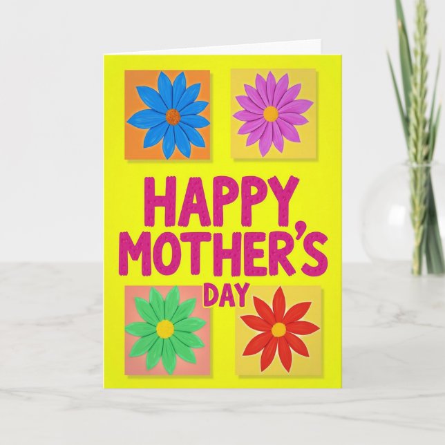 Fuchsia Mothers Day Floral Art Card (Front)