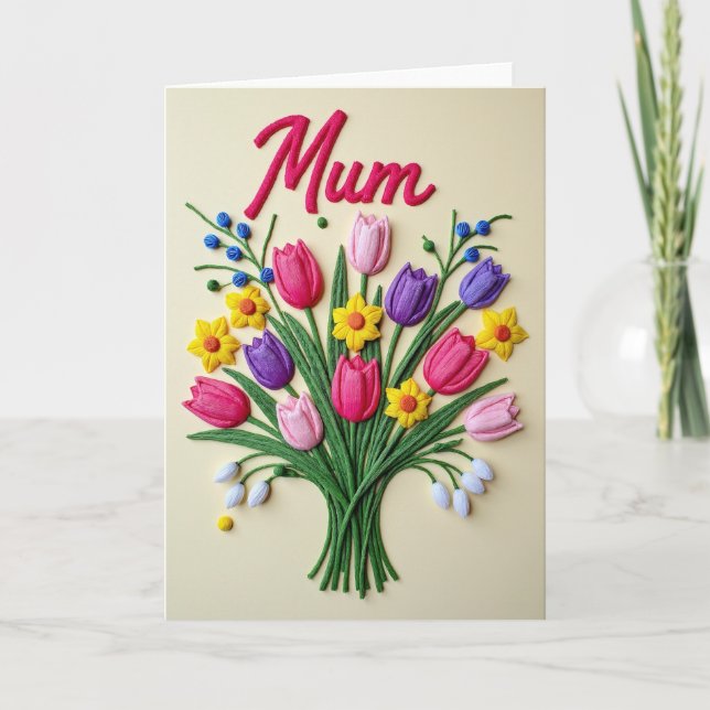 Fuchsia Mum Floral Design Card (Front)