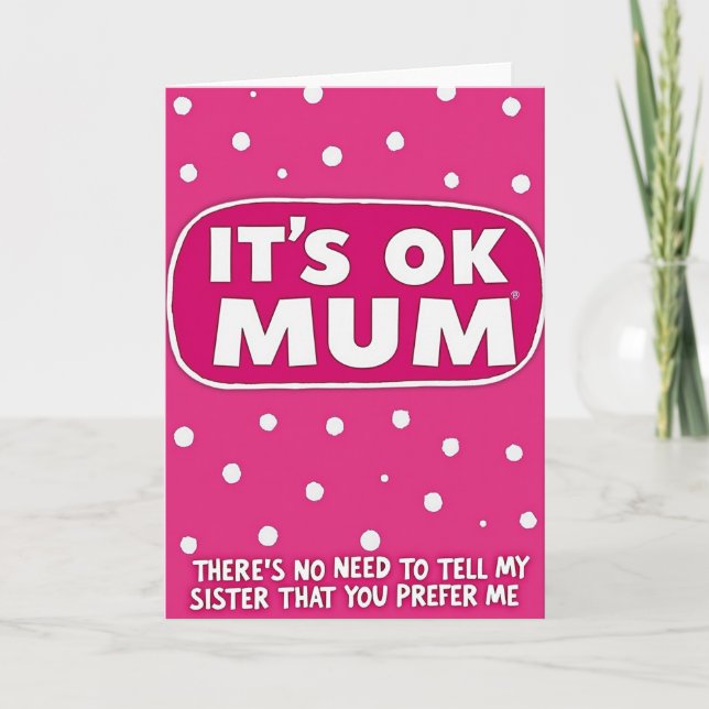 Fuchsia Mums Day Polka Dot Card (Front)