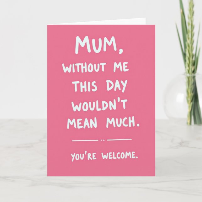 Fuchsia Mums Day Quote Design Card (Front)