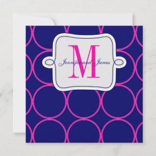 Fuchsia Navy Blue Modern Wedding Invitation #3