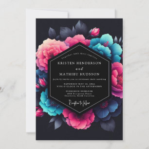 Fuchsia Neon Bloom Wedding Invitation