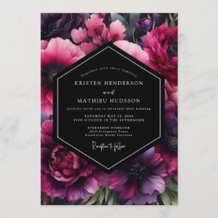 Fuchsia Nocturnal Bloom Wedding Invitation