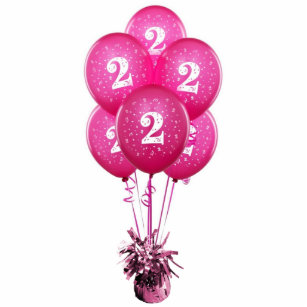Fuchsia Number Two Balloons Sculpture