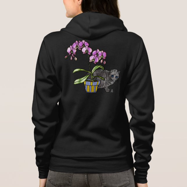 Fuchsia Orchid and Kitty Hoodie (Back)
