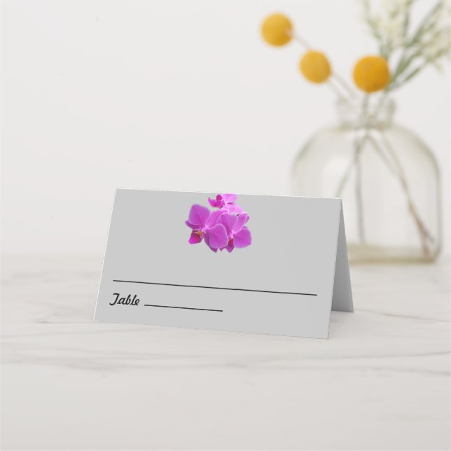 Fuchsia orchids on folded placecard (Front)