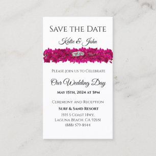 Fuchsia Orchids on White-Save the Date- Magnet Business Card