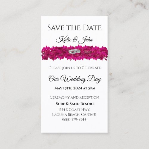 Fuchsia Orchids on White_Save the Date_ Magnet Business Card