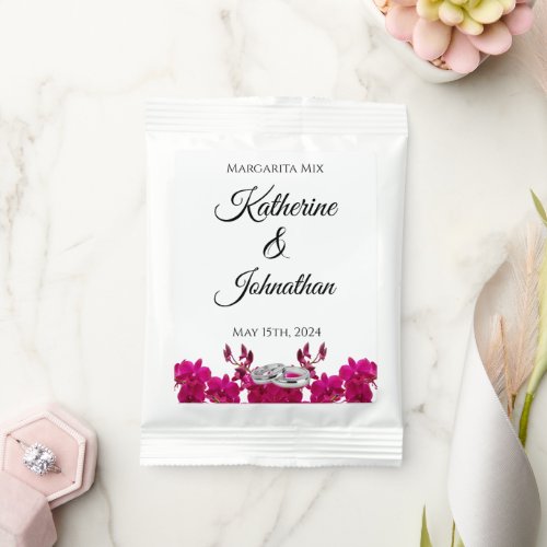 Fuchsia Orchids on White_Wedding Favors_ Margarita Drink Mix