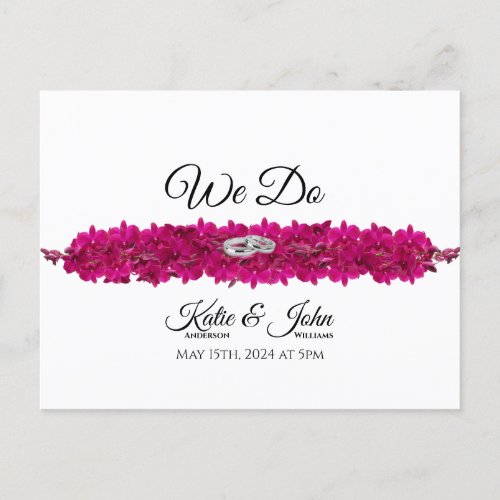 Fuchsia Orchids on White_Wedding RSVP_ Invitation Postcard