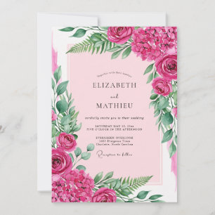 Fuchsia Ornate Summer Wedding Invitation