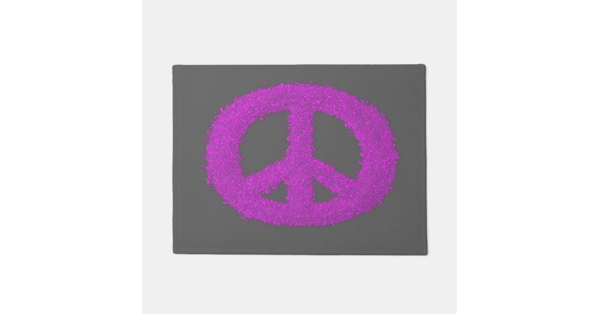 Fuchsia Painted Peace Sign Doormat Zazzle Com