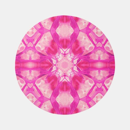 Fuchsia  Pastel Pink Tie Dye Pattern Round  Rug