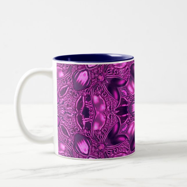 Fuchsia Patterns Two-Tone Coffee Mug (Left)