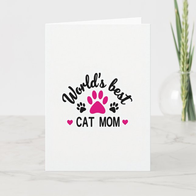 Fuchsia Paw Best Cat Mom Card (Front)