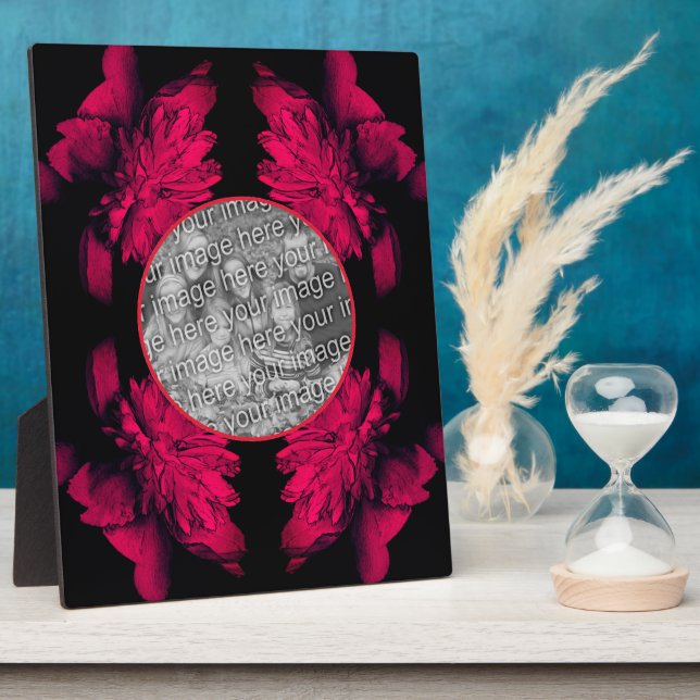 Fuchsia Peony Abstract Floral Add Your Photo Plaque (Side)